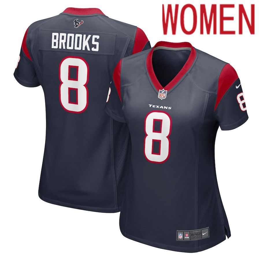 Cheap Women Houston Texans 8 Terrence Brooks Nike Navy Game NFL Jersey